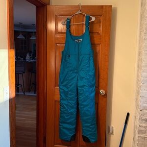 Women’s Teal Snow Bib Overalls size Large